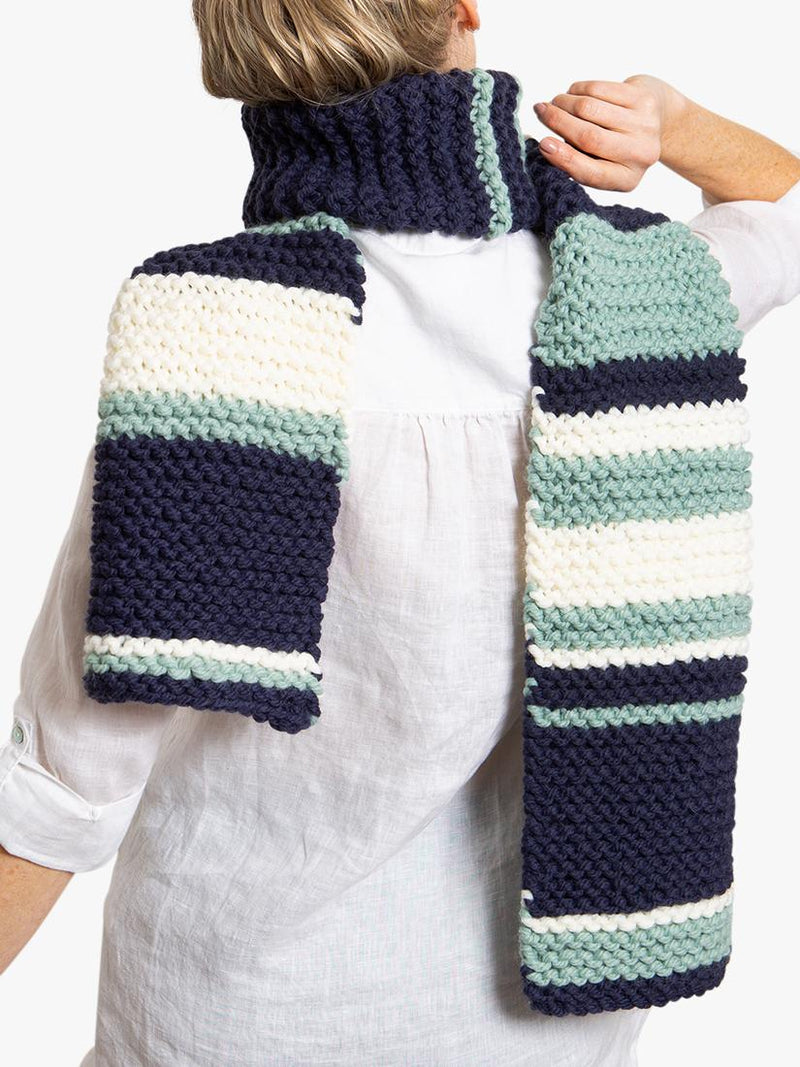 Wool Couture garter stripe scarf knitting kit (British brand)