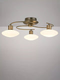 John Lewis Tameo 3 Arm Flush Ceiling Light, Brass