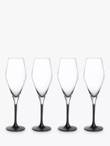 John Lewis Villeroy & Boch Manufacture Rock Champagne Glass Flute Set of 4 120ml Clear/Black- Buy online at McGrocer