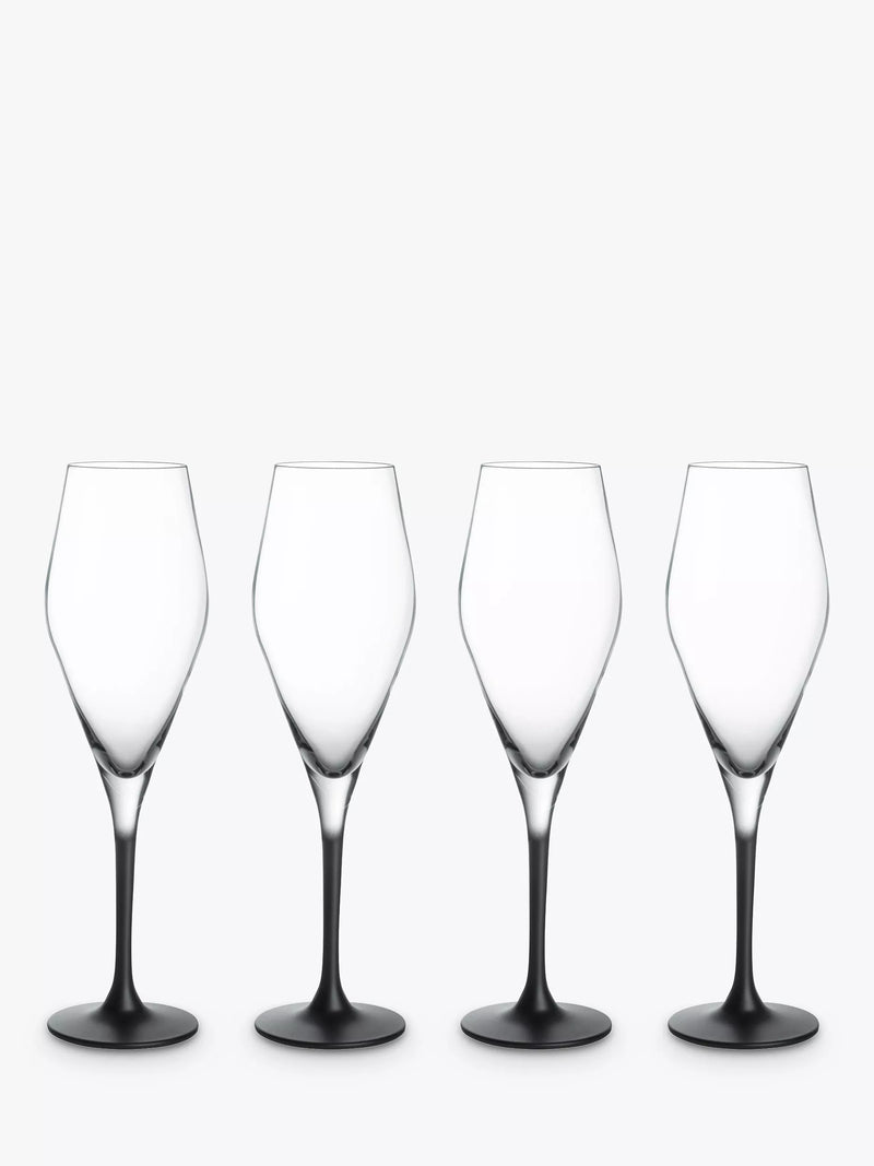 Villeroy & Boch champagne flutes 4 black stems imported from the UK