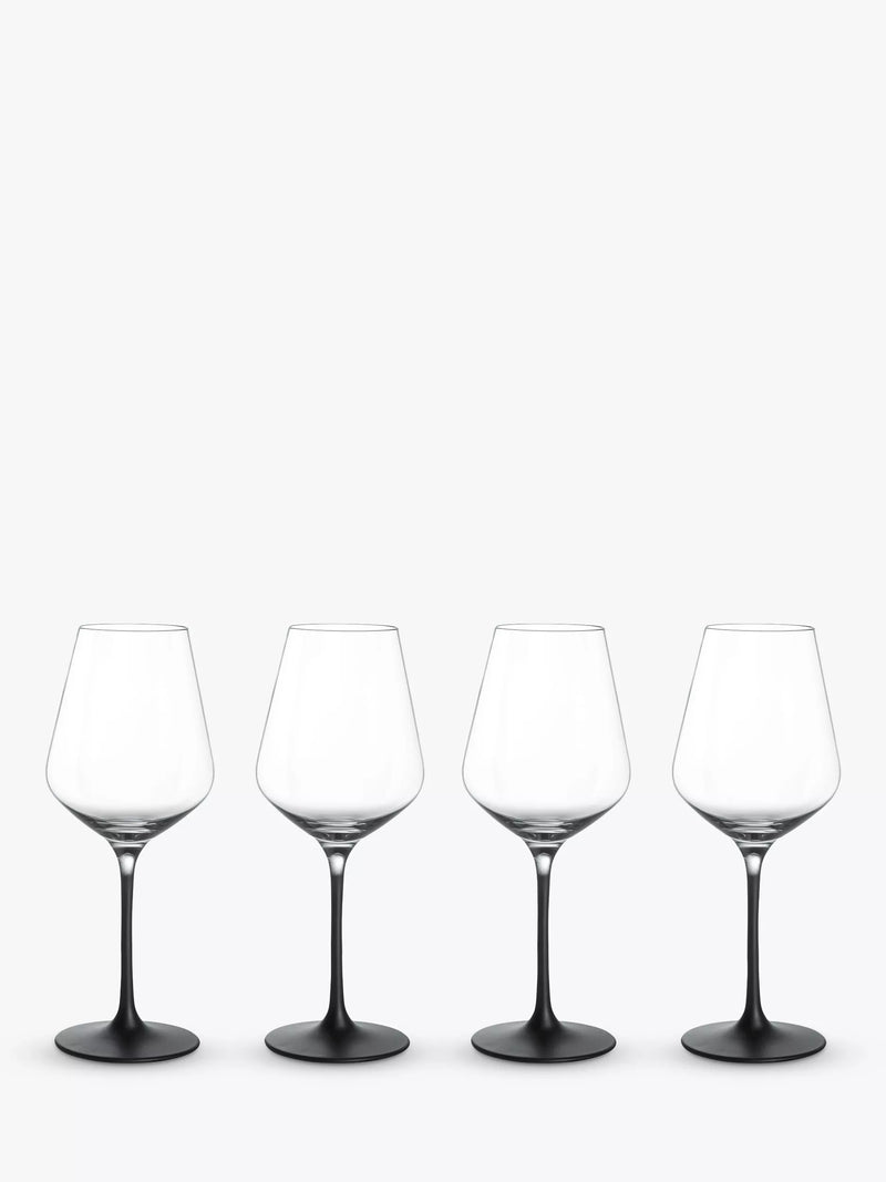 Villeroy & Boch Manufacture Rock White Wine Glass, Set of 4, 120ml, Clear/Black