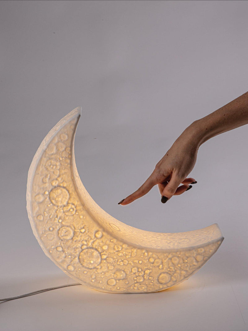 Seletti Moon table lamp in frosted porcelain, imported from the UK