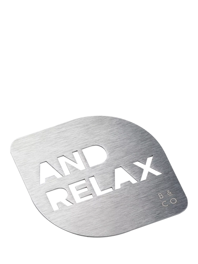 John Lewis Stainless Steel Coffee Stencil with 'And Relax' Design- Buy online at McGrocer