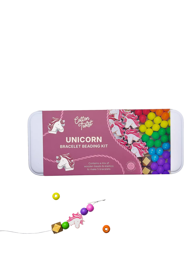 Cotton Twist unicorn beaded bracelet making kit in tin (British brand)