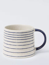 John Lewis John Lewis Horizontal Stripe Stoneware Mug, Blue/White, 320ml- Buy online at McGrocer