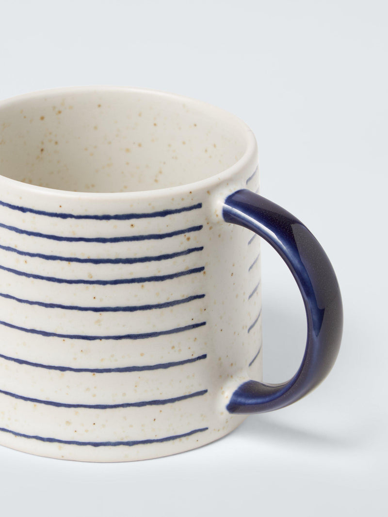 John Lewis stoneware mug horizontal stripe blue/white 320ml, imported from the UK