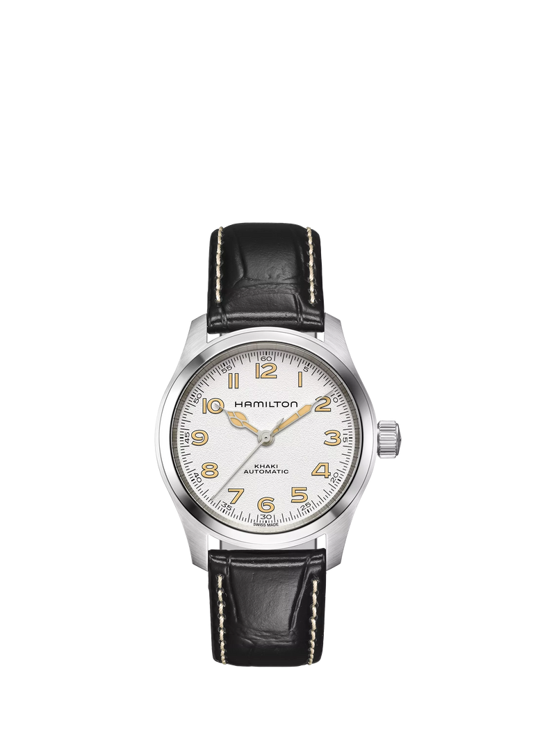Hamilton Khaki Field Murph watch white dial black leather 38mm, UK version