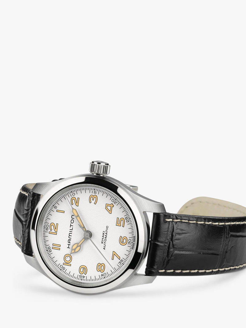 Hamilton Khaki Field Murph watch white dial black leather 38mm, UK version