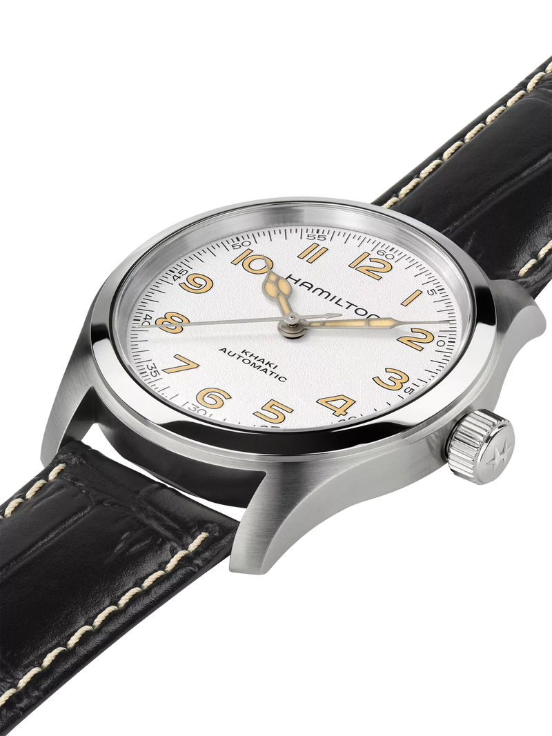 Hamilton Khaki Field Murph watch white dial black leather 38mm, UK version