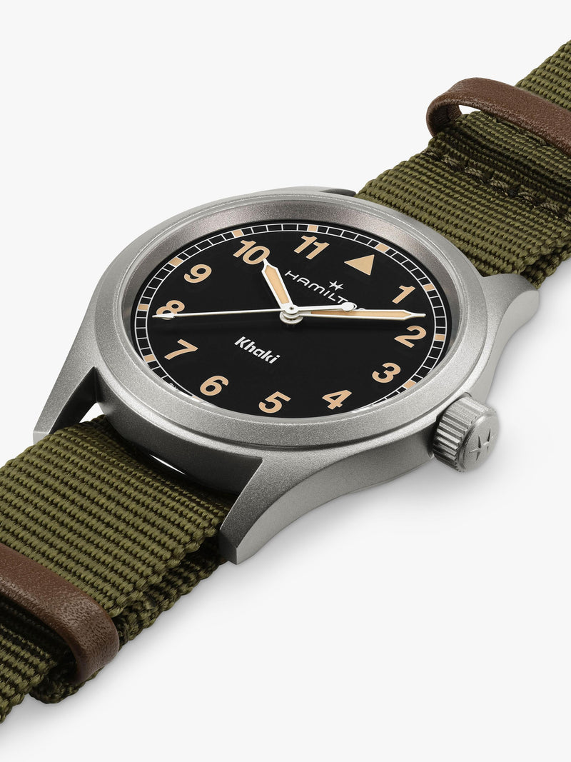 Hamilton Khaki Field Quartz watch with fabric strap (British brand)