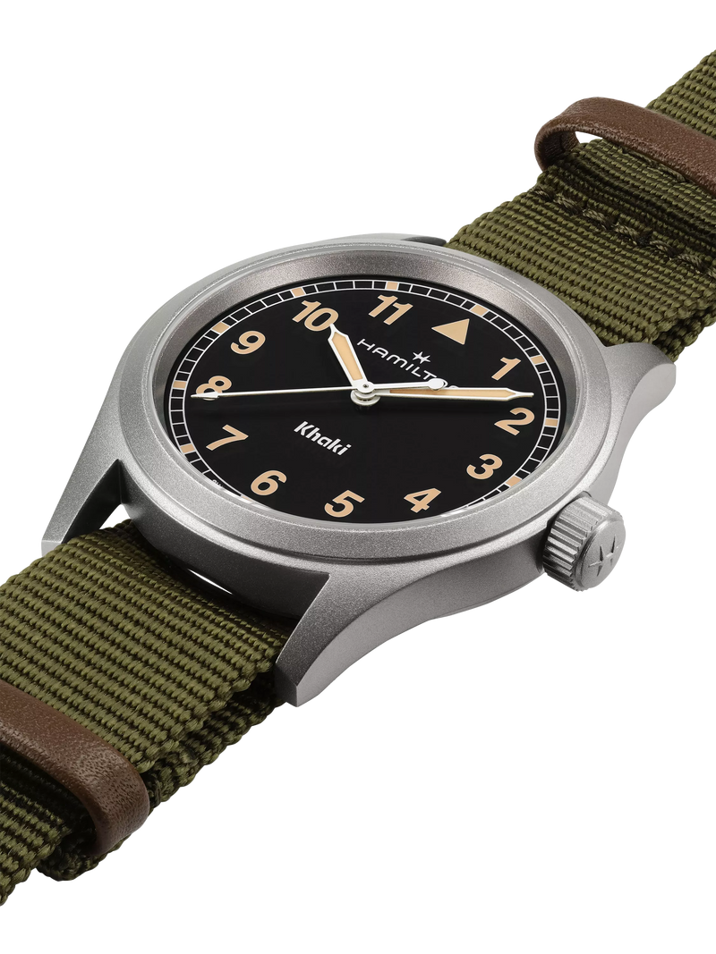 Hamilton Khaki Field Quartz watch with fabric strap (British brand)