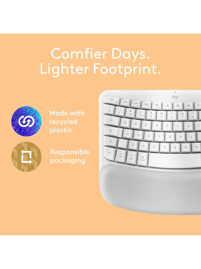 Logitech wireless ergonomic keyboard for Mac pale grey, imported from the UK