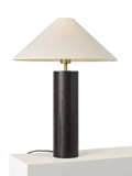 John Lewis walnut column table lamp black H56cm (British brand)