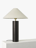 John Lewis walnut column table lamp black H56cm (British brand)