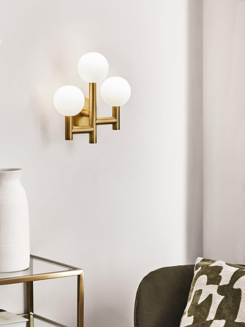 John Lewis 3 arm wall light matt gold - British product