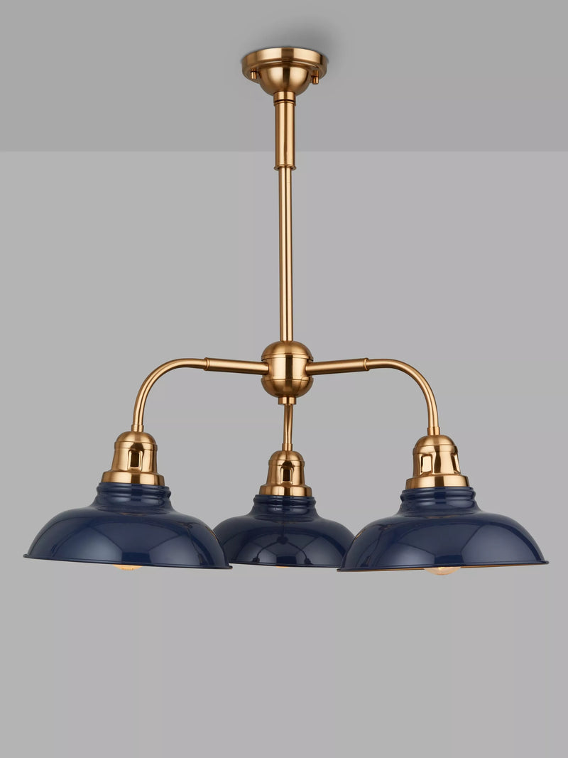 John Lewis Millhouse blue pendant light with three shades, UK version