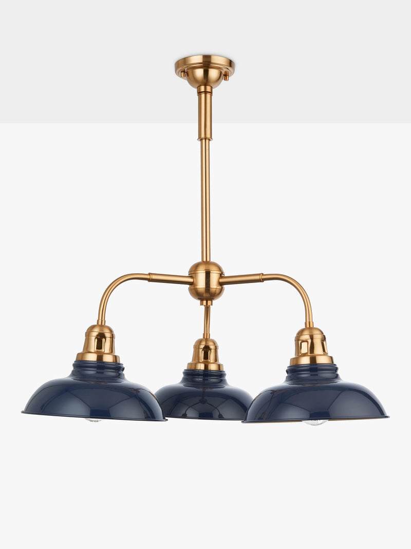 John Lewis Millhouse blue pendant light with three shades, UK version