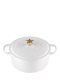 Le Creuset Cast Iron Noel Round Casserole, 24cm, White - McGrocer