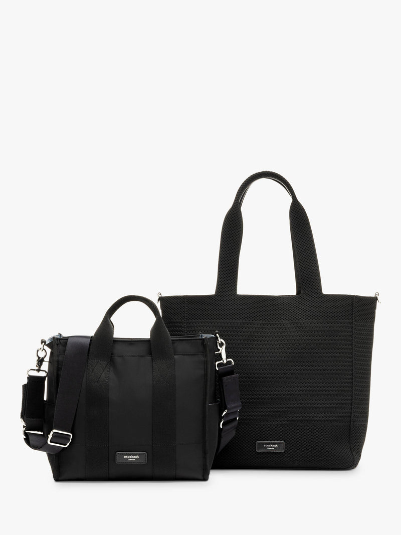 Storksak Thea black tote bag with changing mat (British brand)
