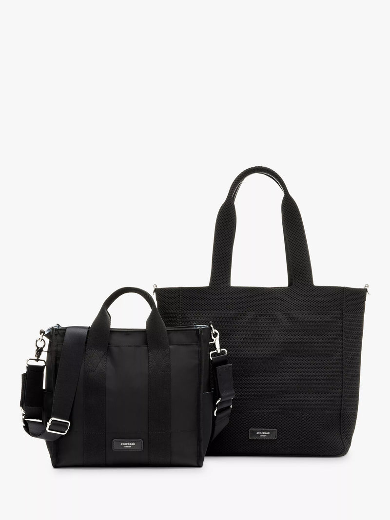 Storksak Thea black tote bag with changing mat (British brand)