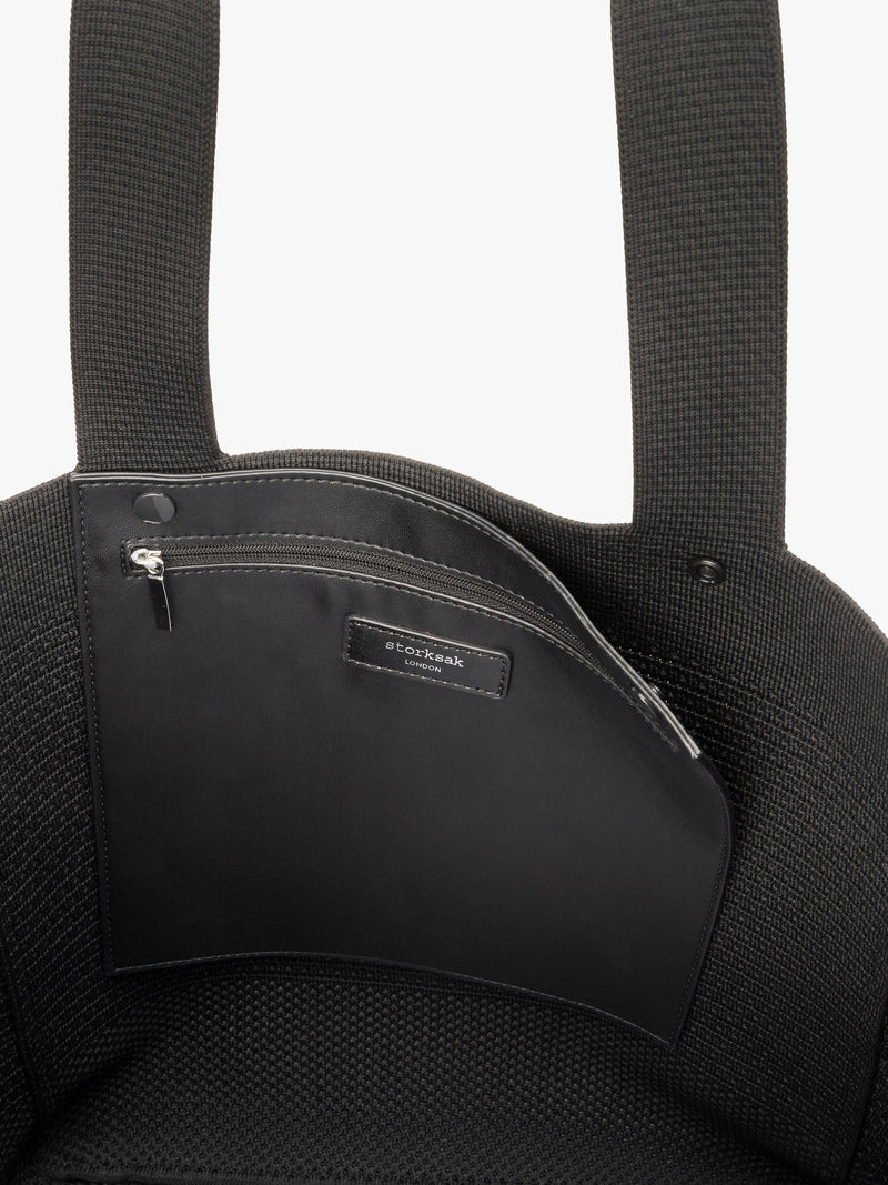Storksak Thea black tote bag with changing mat (British brand)