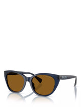 John Lewis Ralph Lauren RA5324U Men's Polarised Round Sunglasses Shiny Transparent Blue- Buy online at McGrocer