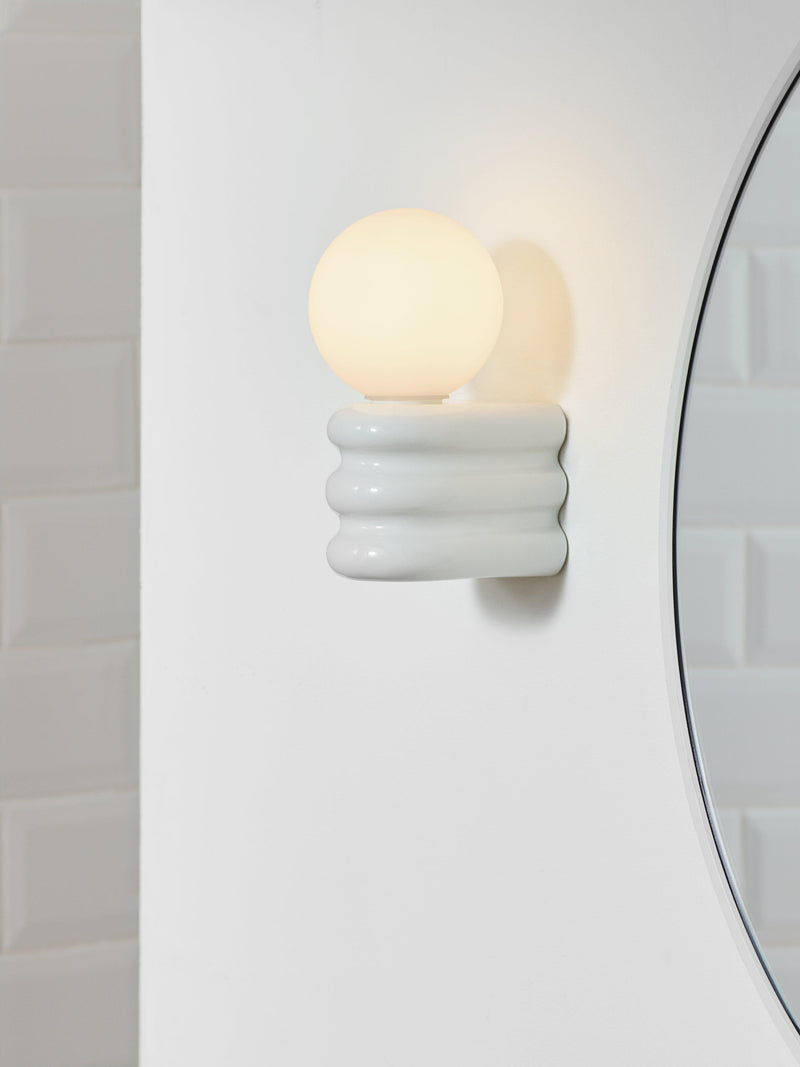 John Lewis Miche bathroom wall light with opal glass globe - British product