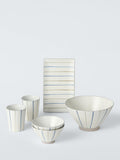 John Lewis Hand Painted Stripe Stoneware Platter Blue 23.3cm, UK version