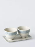 John Lewis hand painted stoneware rice bowl gift set Blue/Multi 3 piece, UK version