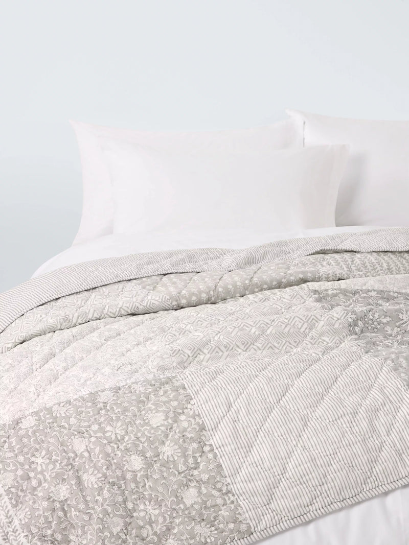 John Lewis block printed patchwork quilt king size, imported from the UK