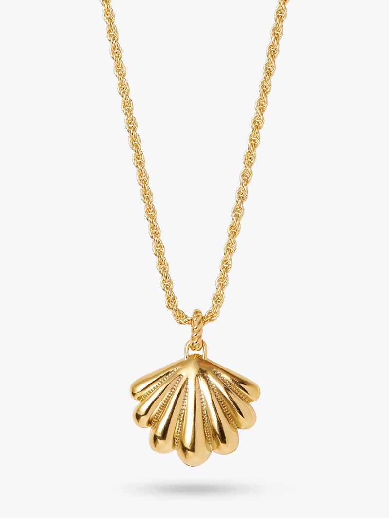 Edge of Ember gold shell locket necklace with rope chain, UK version