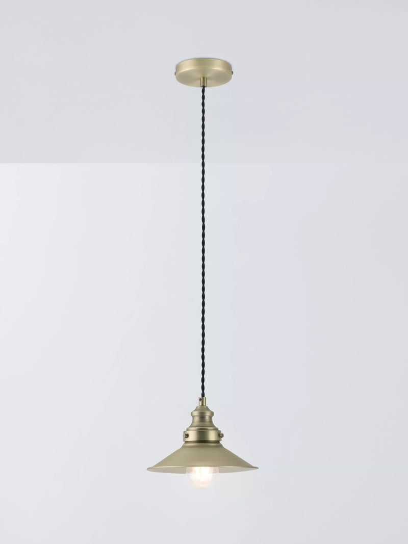 John Lewis Tobias Small Single Pendant Ceiling Light, Brass