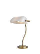 John Lewis John Lewis Bankers Table Lamp, White/Brass- Buy online at McGrocer