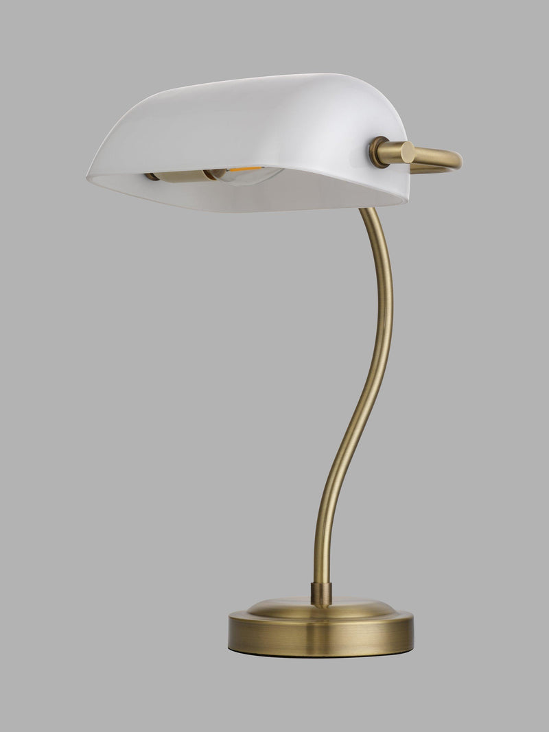 John Lewis bankers table lamp white brass, UK version