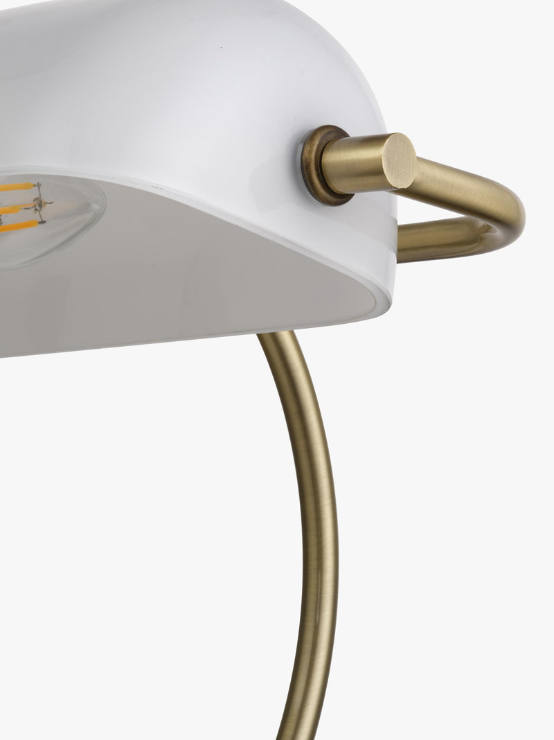 John Lewis bankers table lamp white brass, UK version