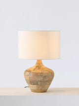 John Lewis John Lewis Manaia Hand Etched Mango Wood Table Lamp, White Wash- Buy online at McGrocer