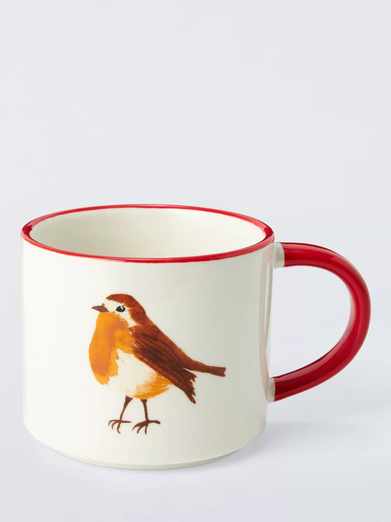 John Lewis stoneware mug robin design 349ml (British brand)