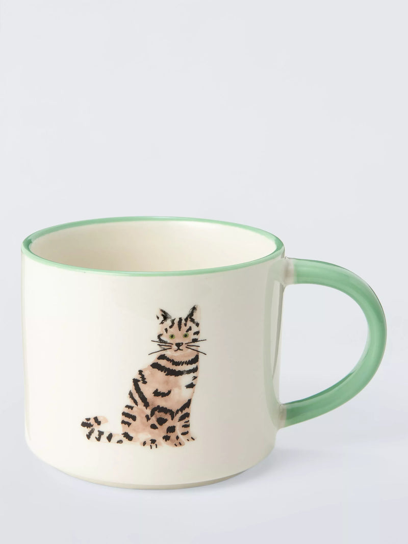 John Lewis stoneware mug tabby cat 349ml, imported from the UK