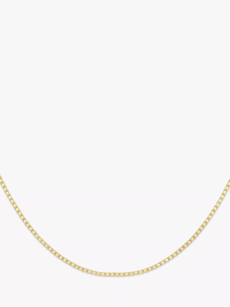 IBB 18ct yellow gold Venetian box chain necklace 46cm (British brand)