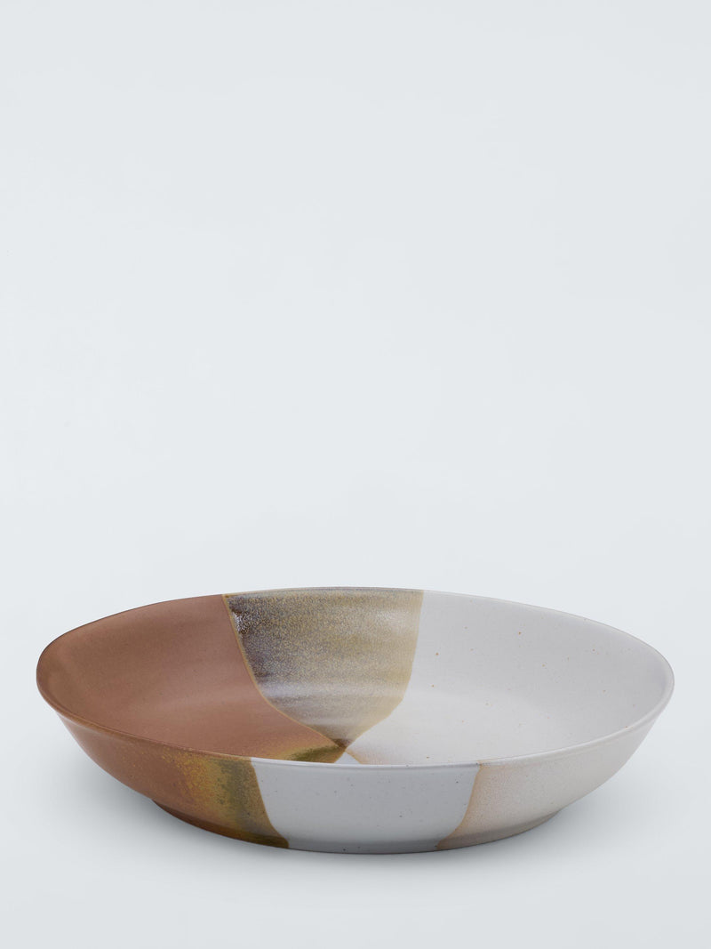 Stoneware Pasta Bowl with Dipped Reactive Glaze, 22 cm, Unique Pattern