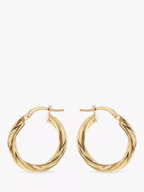 John Lewis IBB 18ct Yellow Gold Hollow Twisted Tube Earrings- Buy online at McGrocer
