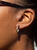IBB yellow gold hoop earrings hollow twisted tube 18ct, imported from the UK