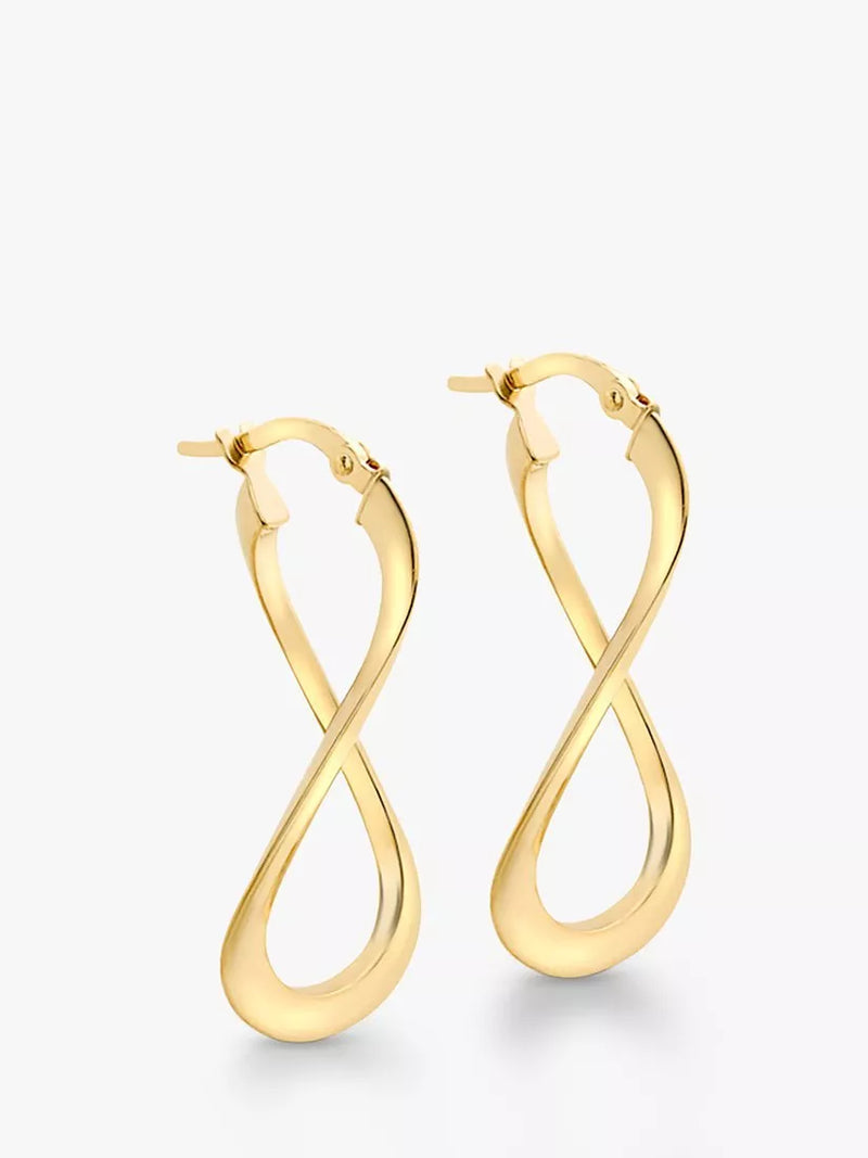 IBB 18ct yellow gold Figure 8 creole earrings - British product