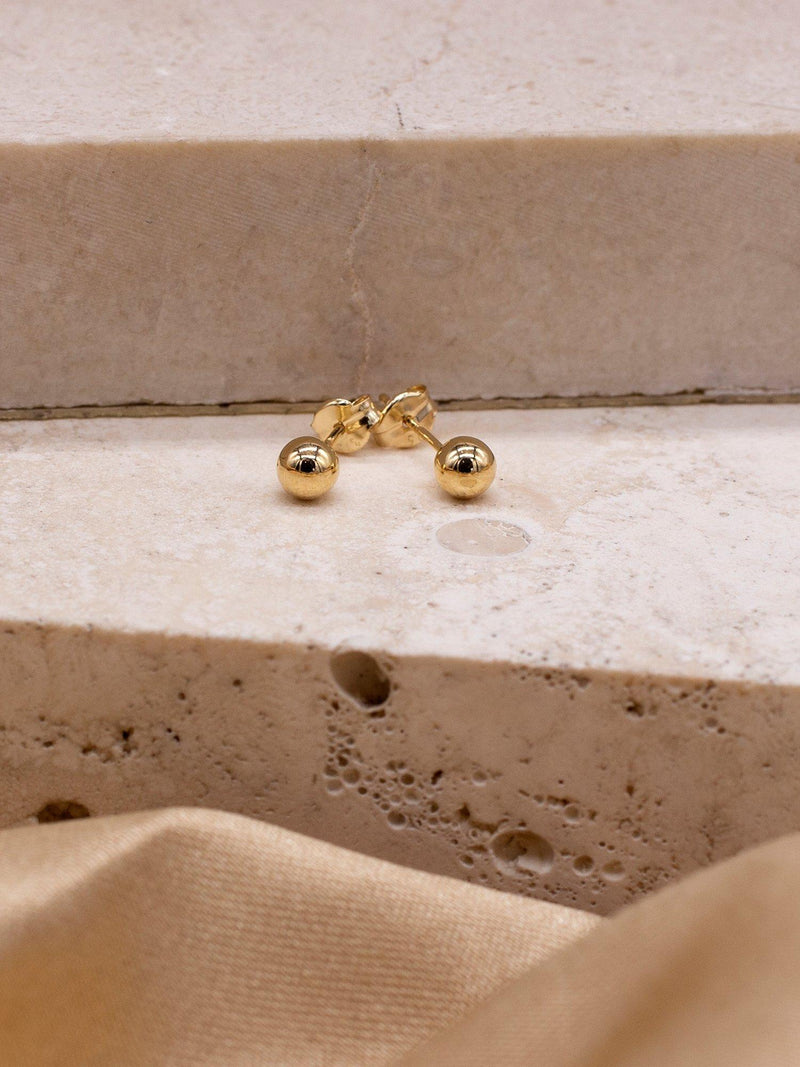 IBB gold stud earrings 18ct 4mm polished ball - British product