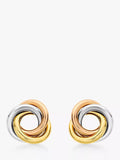 IBB trinity knot stud earrings 18ct white yellow rose gold, UK version