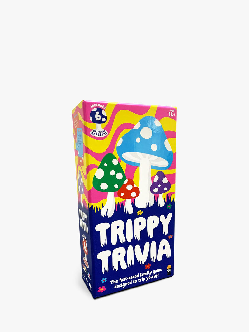 Lucky Egg Trippy Trivia mushroom-themed board game with grabbers and tokens, UK version