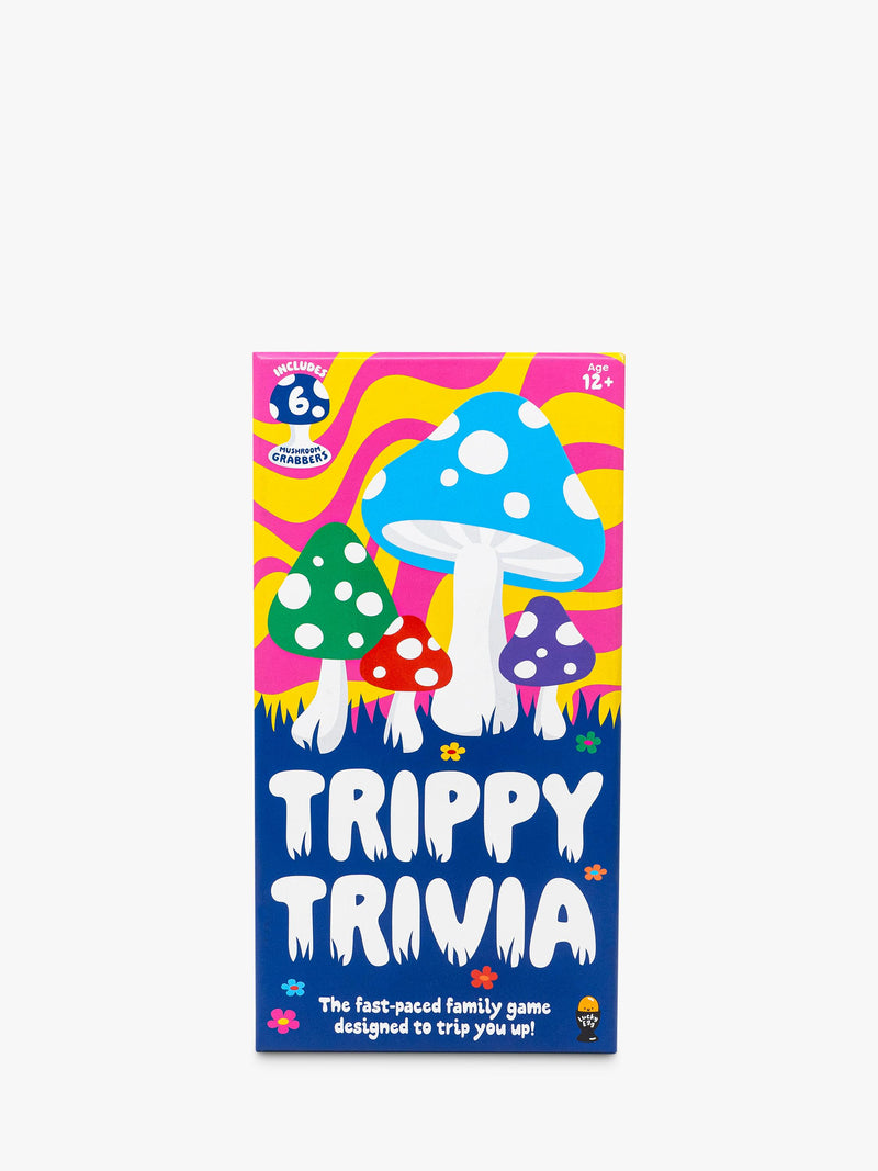 Lucky Egg Trippy Trivia mushroom-themed board game with grabbers and tokens, UK version