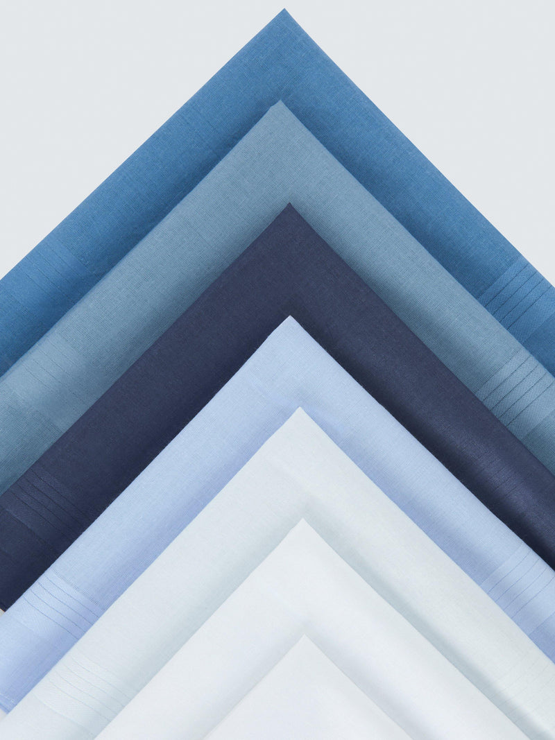 John Lewis handkerchiefs blue multi pack of 7, imported from the UK