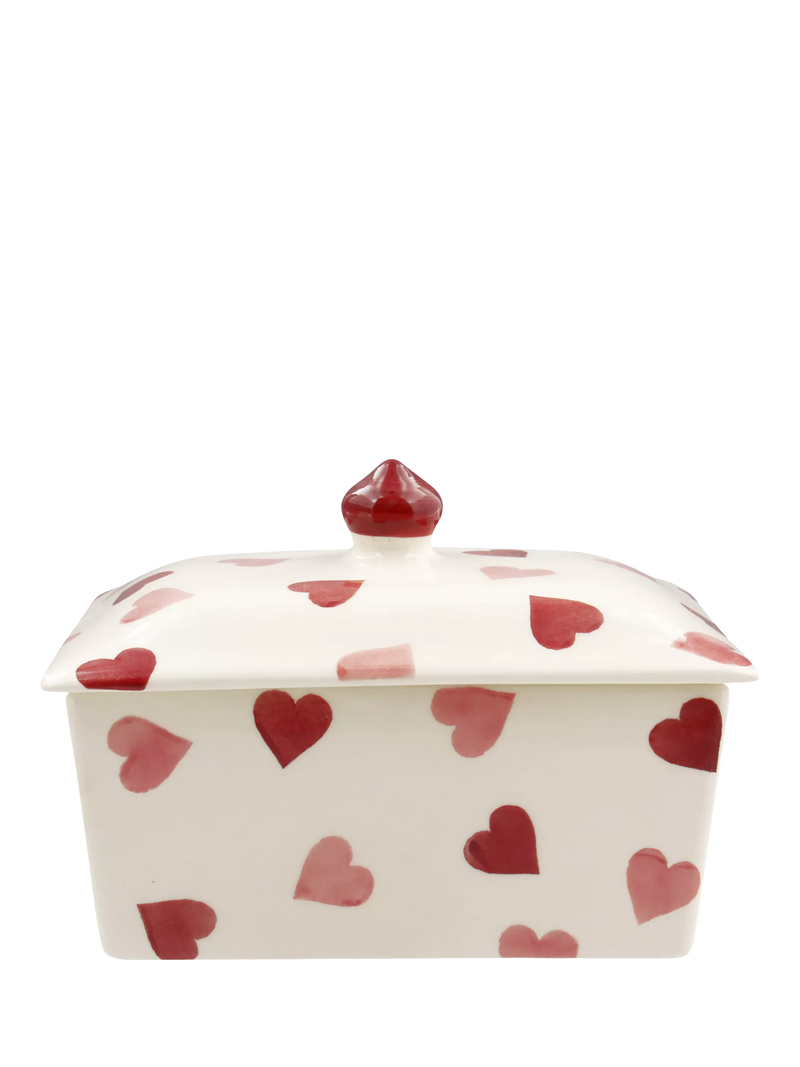 Emma Bridgewater pink hearts butter dish, imported from the UK