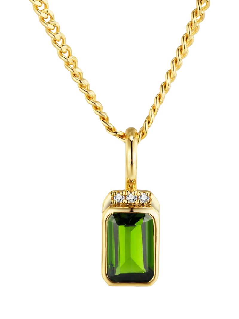 DPT Antwerp pendant necklace with green Diopside gemstone, imported from the UK